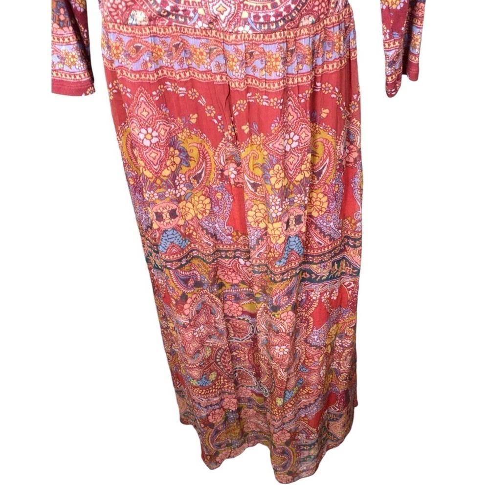 Soft Surroundings Dress Womens Large Red Niran Chiffon Floral Paisley Maxi - Picture 5 of 8